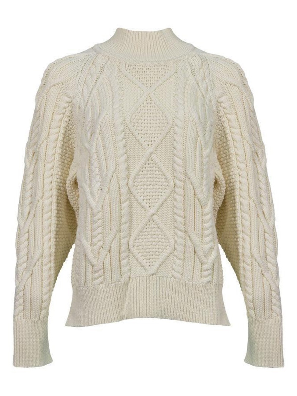 BOSS (Hugo Boss) FODELA Cozy, patterned Cable Knit Sweater in Cream. Small